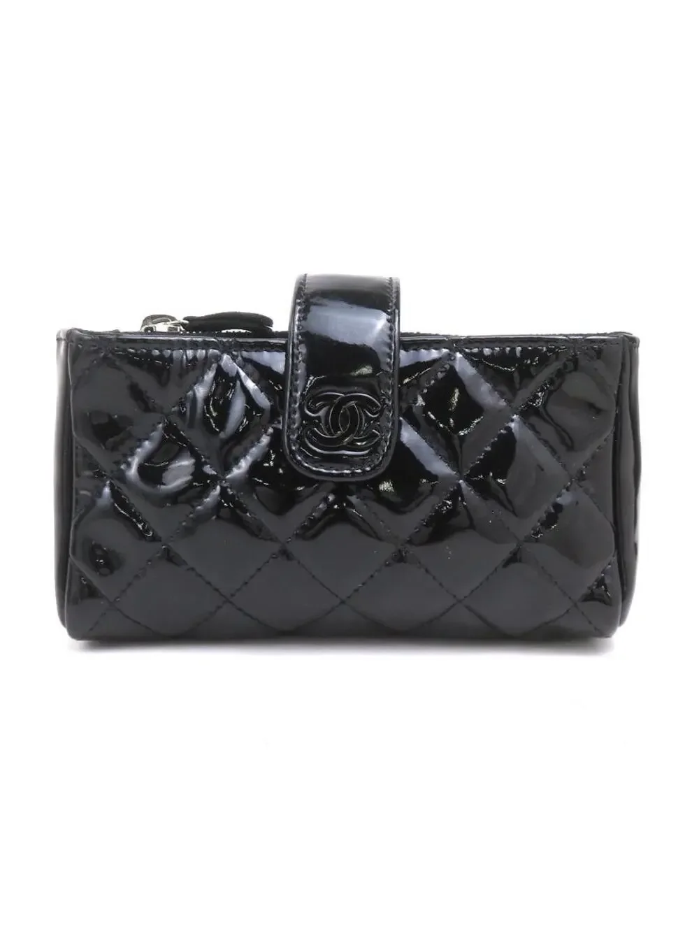 Auth Chanel Cc Logo Pouch Black Patent #303081C27B